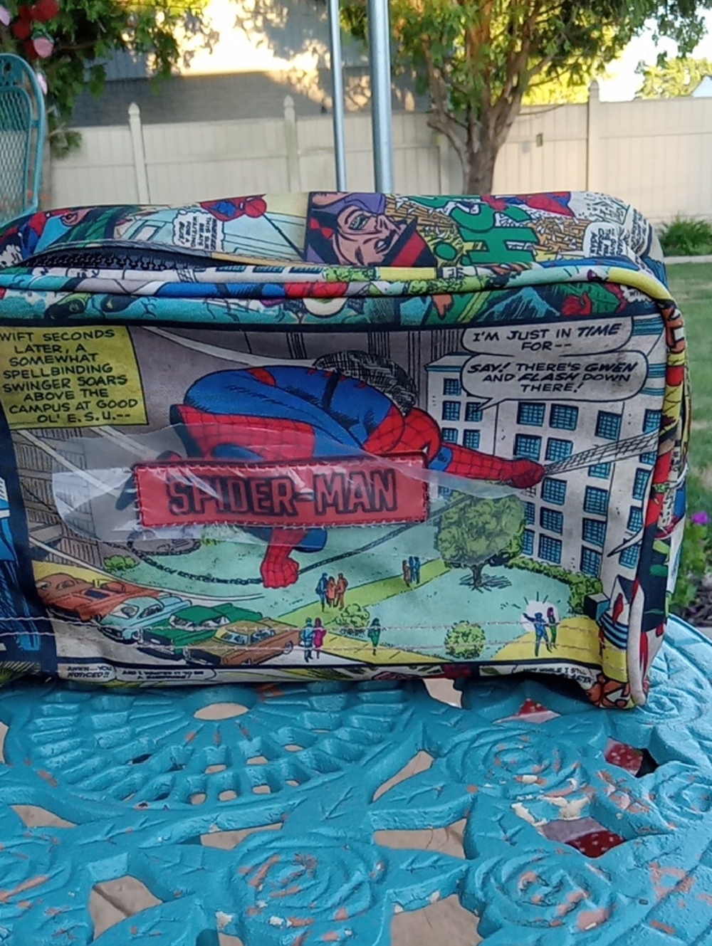 Marvel Spider-Man Comic Print Travel Pouch - Red, Blue, Green